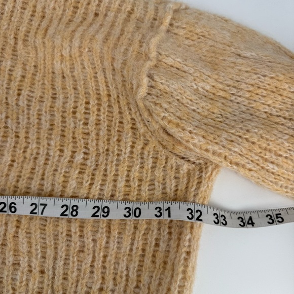 Free People Alpaca Blend Colorblock Sweater Women’s Medium Tan Orange Cream - Picture 9 of 11